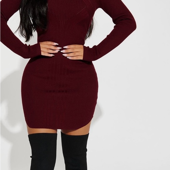 Fashion Nova Dresses & Skirts - Fashion Nova Burgundy Ribbed Dress